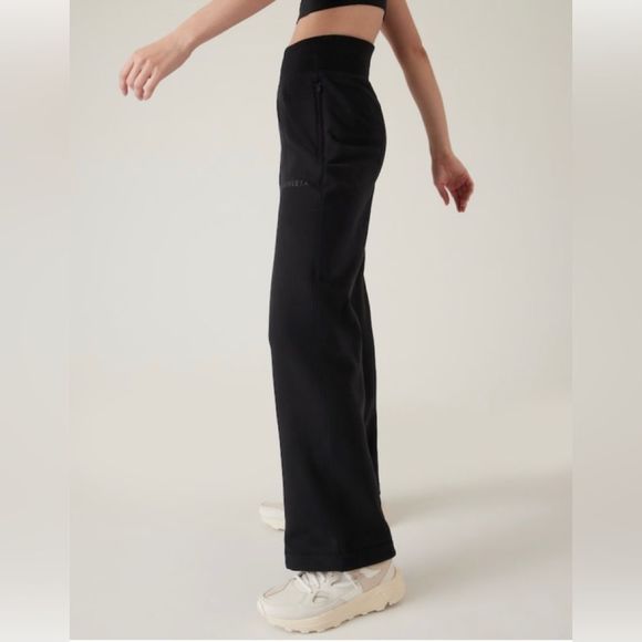 Athleta Retroplush Logo Straight Leg. Large Tall. Black - Picture 3 of 7